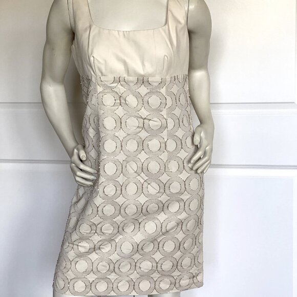 VINTAGE 90's RED VALENTINO IVORY SHIFT SLEEVELESS DRESS SIZE: M - Picture 1 of 8